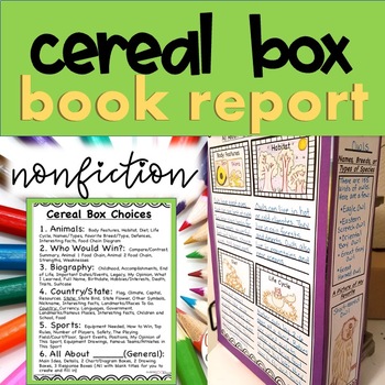 Preview of Non-Fiction Informational Cereal Box Book Report- 6 Templates to Choose From!